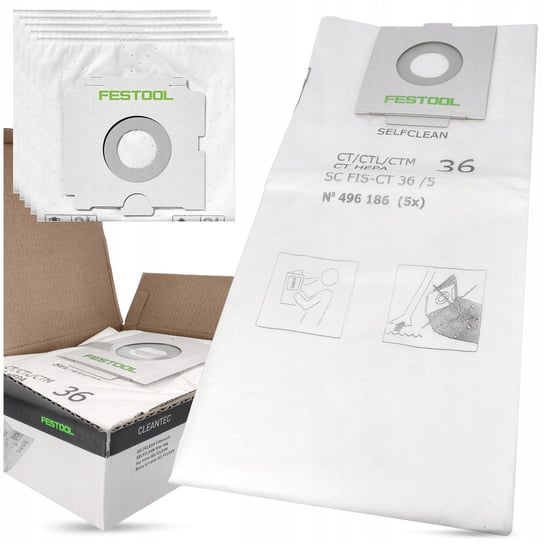 5x Worek Worki Do Odkurzacza FESTOOL CT36 CTL36 CTM36 ORYGINALNE Mocne Festool