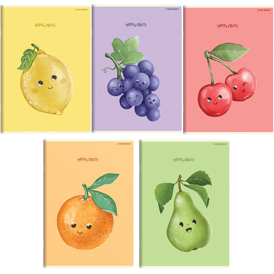 5X Zeszyt Top 2000 A5 16 Kartek Happy Fruits Trzylinia Każdy Inny - Top ...