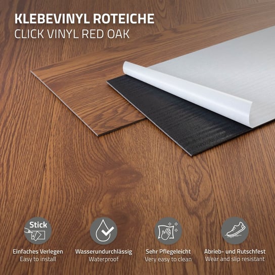 6,69 m² PVC samoprzylepna podłoga winylowa podłoga winylowa wykładzina podłogowa podłoga laminowana podłoga z czerwonego dębu ML-DESIGN