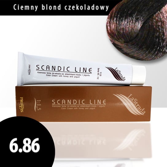 6.86 ciemny blond czekoladowy Scandic Line kremowa farba do włosów LaStrada 100ml Scandic Line
