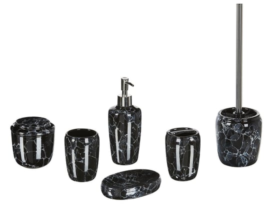 6-częściowy zestaw akcesoriów łazienkowych czarny PALMILLA Beliani