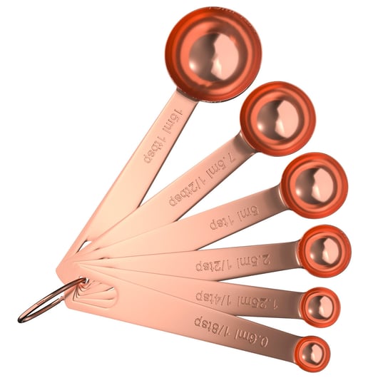 6 elementowy zestaw łyżek pomiarowych ze stali nierdzewnej w Różowego Złota Łyżka pomiarowa Intirilife