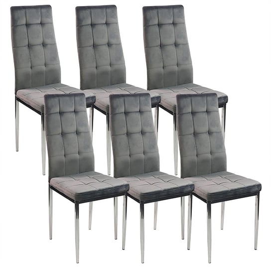 6 krzeseł MONAKO VELVET szare BMDesign