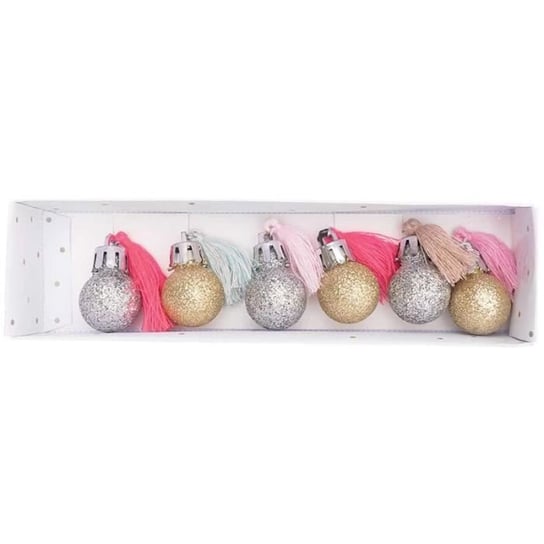 6 Mini Bombek Świątecznych Z Brokatem I Neonowymi I Pastelowymi Pomponami Inna marka