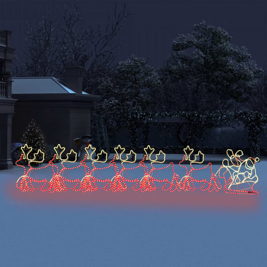6 świątecznych reniferów z saniami, XXL, 2160 LED, 7 m vidaXL