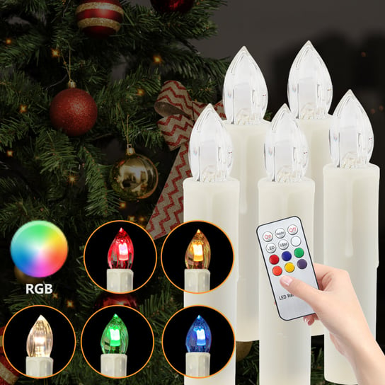 60x LED świece LED Święta Święta Bożego Narodzenia Świąteczna dekoracja Lekka łańcuch RGB z timerem ciepłą białą+RGB Einfeben