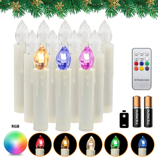 60x świece LED LED świece świąteczne Dekoracje świąteczne RGB z timerem ciepłą białą+RGB z baterią Einfeben