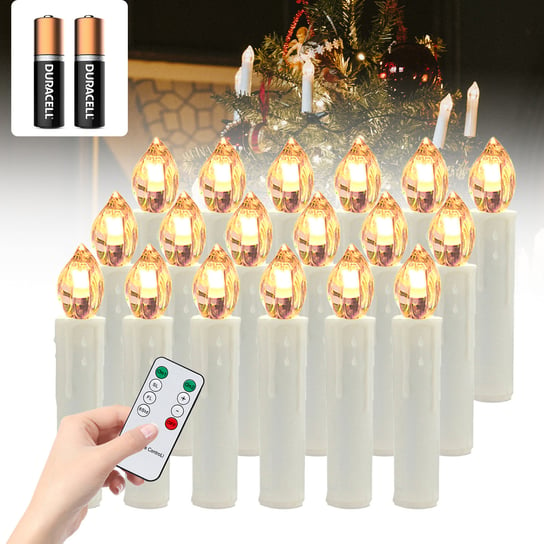 60x świece LED Świece świąteczne Świece choinkowe bezprzewodowe z timerem ciepłą białą z baterią Einfeben