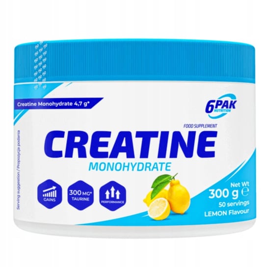6Pak Creatine Monohydrate 300G Kreatyna Cytrynowy 6PAK NUTRITION