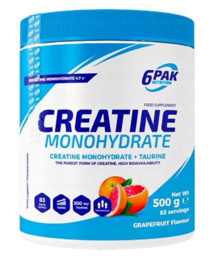 6PAK CREATINE MONOHYDRATE 500G GRAPEFRUIT 6PAK NUTRITION