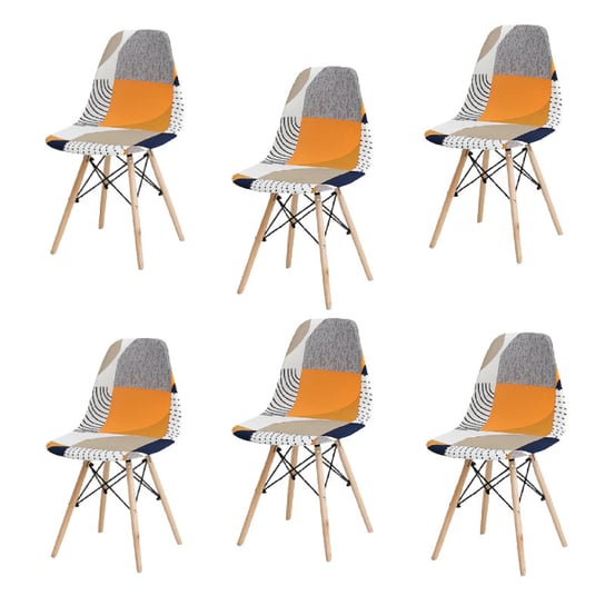 6X Elastyczny Pokrowiec Na Krzesło Skandynawskie Zestaw Pomarańczowy Domidekor