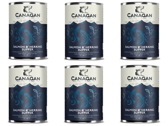 6x MOKRA KARMA DLA PSA bezzbożowa Canagan Salmon Herring  Supper łosoś śledź puszka 400g Canagan