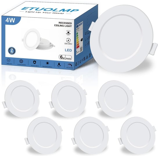 6X Oczko Sufitowe Led Reflektor Wpuszczany Slim 4W 3000K Ip44 Białe 98Mm Inna marka