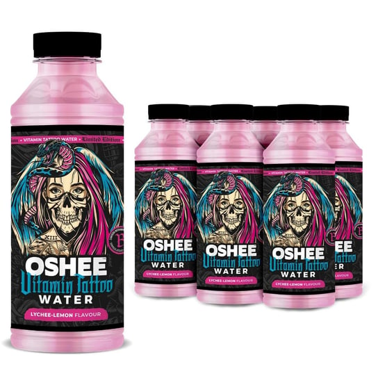 6x OSHEE Vitamin Tattoo Isotonic Water liczi - cytryna 555 ml Oshee