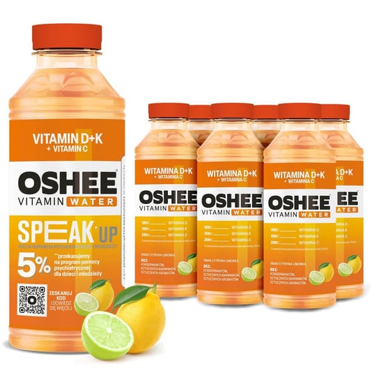 6x OSHEE Vitamin Water Witamina D + K Speak Up 555 ml Inna marka
