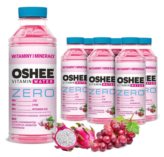 6x OSHEE Vitamin Water Witaminy i Minerały ZERO 555 ml Oshee
