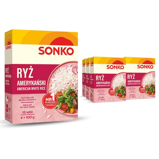 6x SONKO Ryż biały amerykański 4x100g Sonko