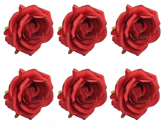 6X Sztuczny Kwiat Róża Główka Na Wiązankę Stroik DOMOSFERA