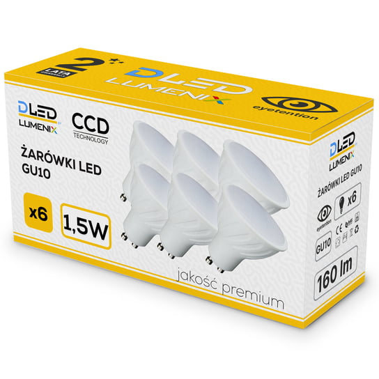 6x Żarówka LED GU10 160lm 1,5W CIEPŁA Lumenix DLED