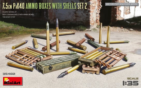 7.5cm Pak40 Ammo Boxes With Shells Set 2 1:35 MiniArt 35402 MiniArt