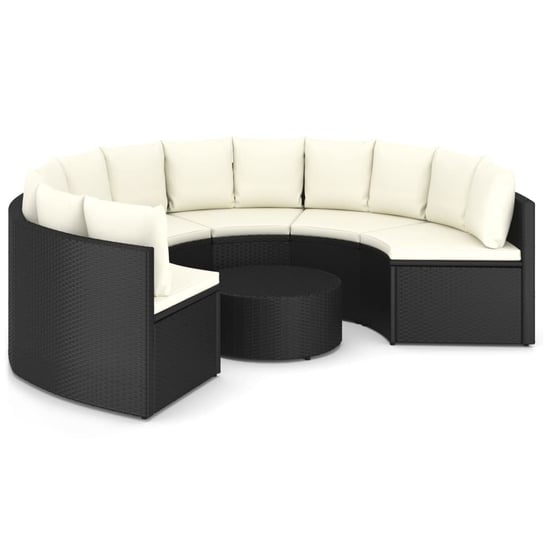 7-częściowa sofa ogrodowa z poduszkami, rattan PE, czarna vidaXL