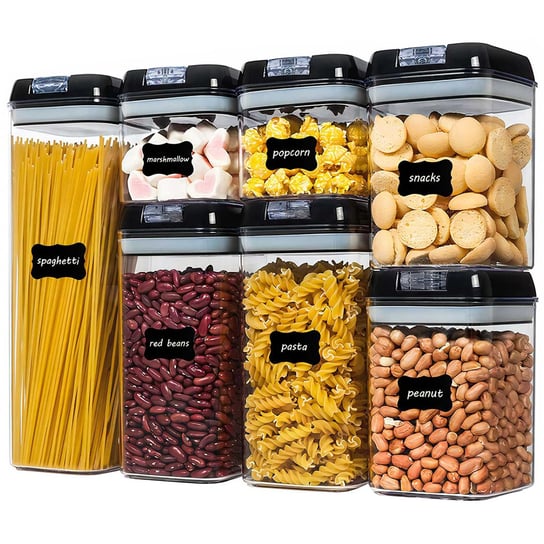 7-Częściowy zestaw hermetycznych pudełek do przechowywania żywności w kolorze czarnym w różnych rozmiarach Intirilife