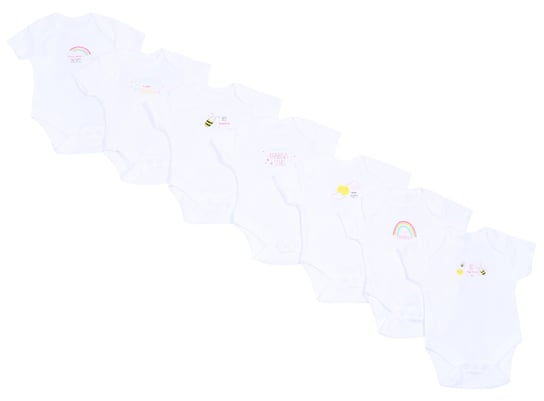 7 x Białe body w tęcze i pszczółki 0-1 m 50 cm sarcia.eu
