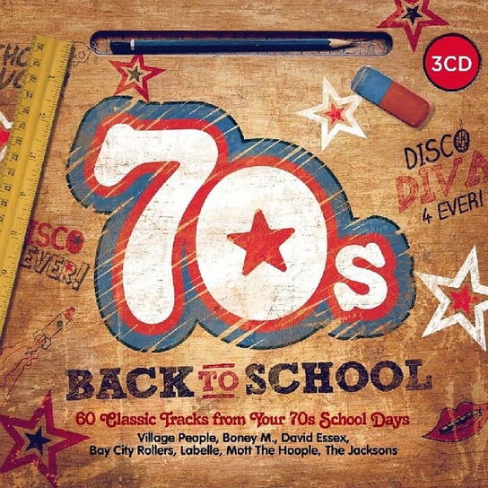 70s Back To School 60 Classic Tracks 3CD Digipack Santana, Toto, Earth, Wind and Fire, Boney M., Smokie, Eruption, Hayward Justin, Bay City Rollers