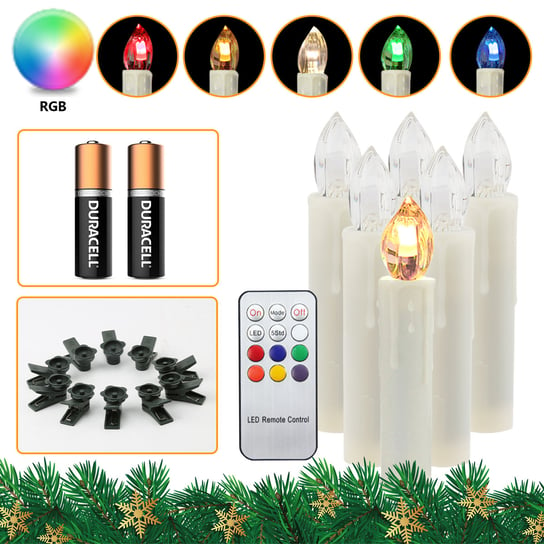 70x świece LED LED świece świąteczne Dekoracje świąteczne RGB z timerem ciepłą białą+RGB z baterią Einfeben