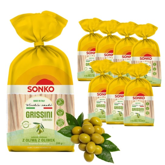 7x SONKO GRISSINI TORINESI Paluszki chlebowe z oliwą z oliwek 200g Sonko