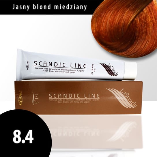 8.4 jasny blond miedziany Scandic Line kremowa farba do włosów LaStrada 100ml Scandic Line
