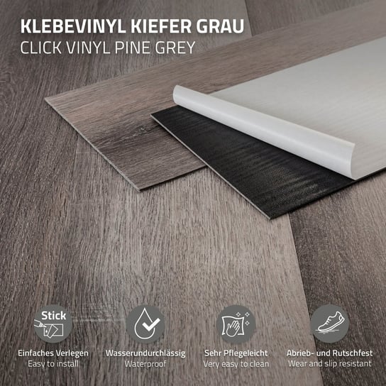 8,92 m² Podłoga winylowa z klejem PVC Podłoga winylowa Podłoga laminowana Szara sosna ML-DESIGN