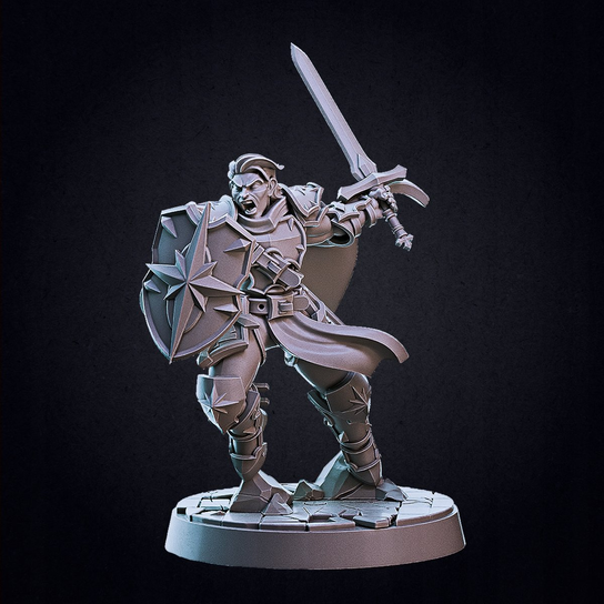 Human Paladin Thrusting Rycerz Paladyn Figurka DnD StarBurst3D 