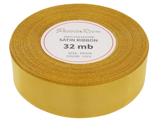 [825100] Wstążka satynowa 25mm 32mb złota PassionRoom.pl