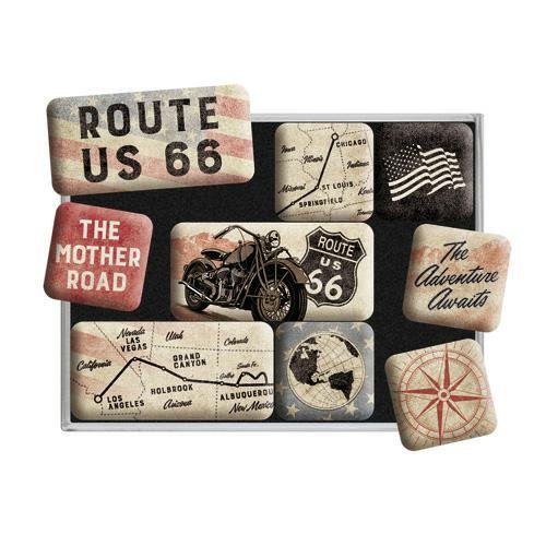 83117 Magnesy (9szt) Route 66 Bike Map Nostalgic-Art Merchandising