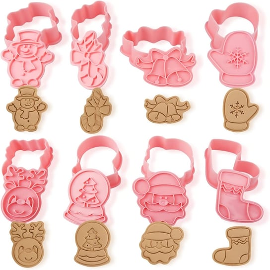 8X Różowe Foremki Do Ciastek Bożonarodzeniowych 3D Inna marka
