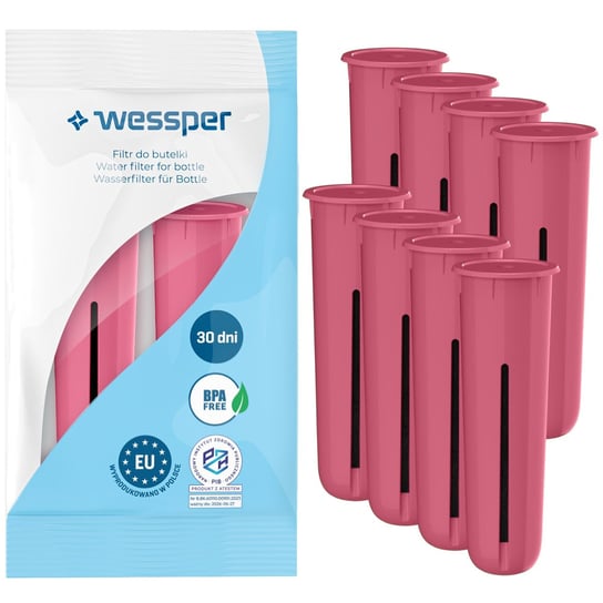 8X Wkład / Filtr Wessper (Zamiennik) Do Butelek Filtrujących Dafi Różowy Wessper