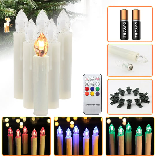90x świece LED LED świece świąteczne Dekoracje świąteczne RGB z timerem ciepłą białą+RGB z baterią Einfeben