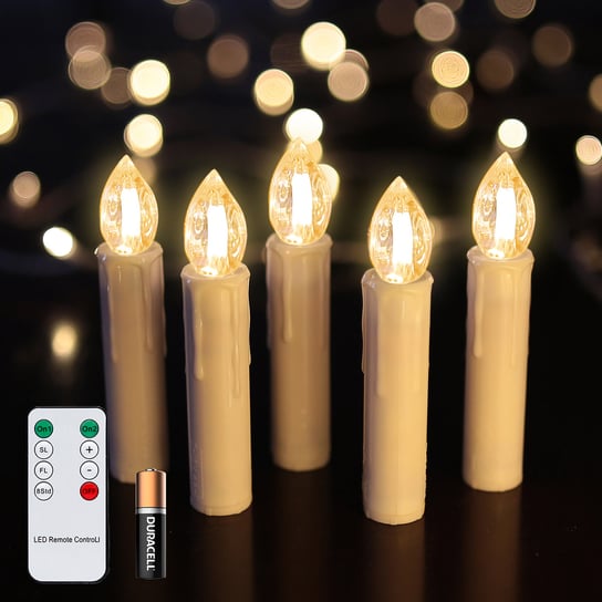 90x świece LED Świece świąteczne Świece choinkowe Wireless z timerem ciepłą białą z baterią Einfeben