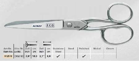 912518 Nożyczki 7" Kretzer Uniwersalne 18Cm Stalowe 90218 # 912518 Solingen Kretzer
