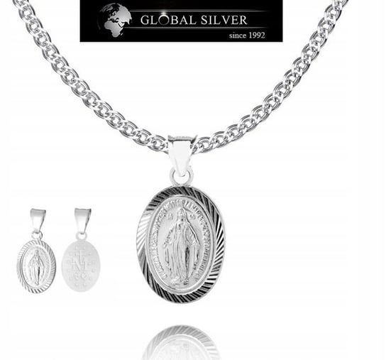 925 Srebrny łańcuszek medalik DEDYKACJA 50cm N1M16 GLOBAL SILVER