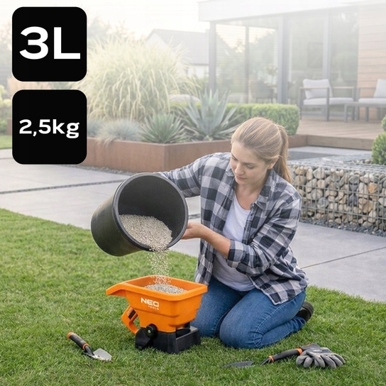 Siewnik ogrodowy ręczny 3l rozsiewacz do trawy nawozu warzyw NEO TOOLS ...