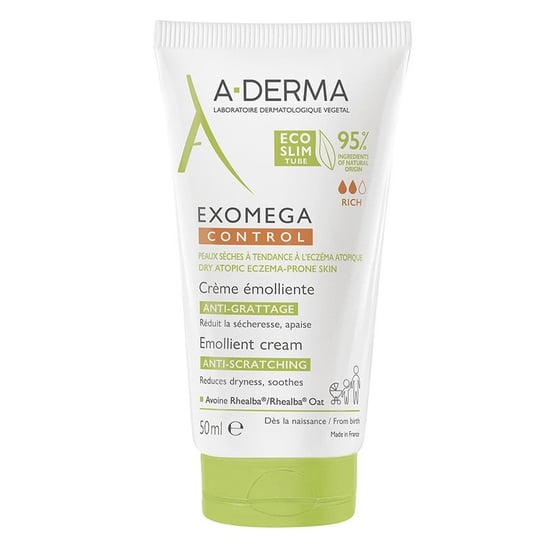 A-Derma, Exomega Control, Zmiękczający krem przeciw swędzeniu do skóry suchej i atopowej, 50 ml A-derma