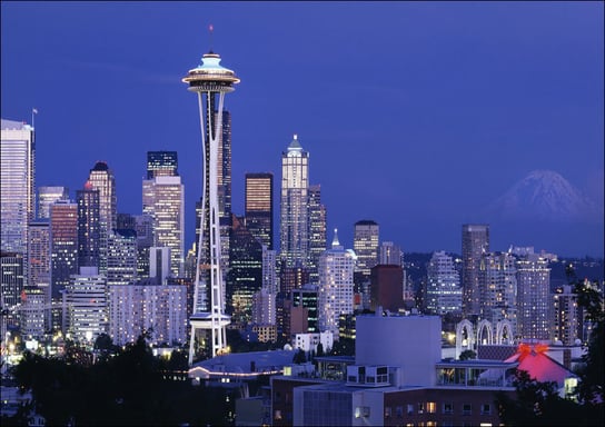 A Dusk View of the Seattle Skyline., Carol Highsmith - plakat 59,4x42 cm Galeria Plakatu