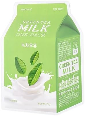 A’pieu One-Pack Milk Mask Green Tea, Maska łagodząca w płacie do skóry tłustej i mieszanej, 21g A'Pieu