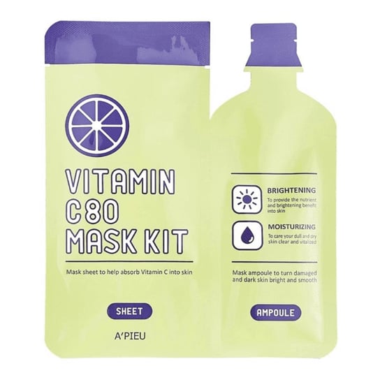 A'Pieu, Vitamin C 80 Mask Kit, rozjaśniająca maseczka w płachcie, 27 g A'Pieu