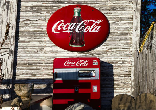 A vintage Coca-Cola sign and Coke machine outside the John E., Carol Highsmith - plakat 40x30 cm Galeria Plakatu