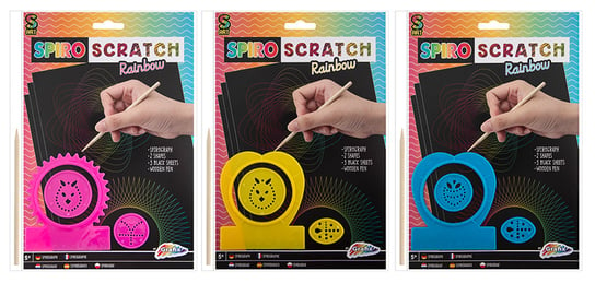 A4 Scratch Spiro, 3 Czarne Arkusze/2 Kształty/1 Pi Icom