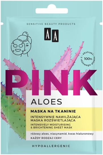 AA Aloes Pink, Intensywnie Nawilżająca Maska Rozświetlająca Na Tkaninie, 18 Ml AA