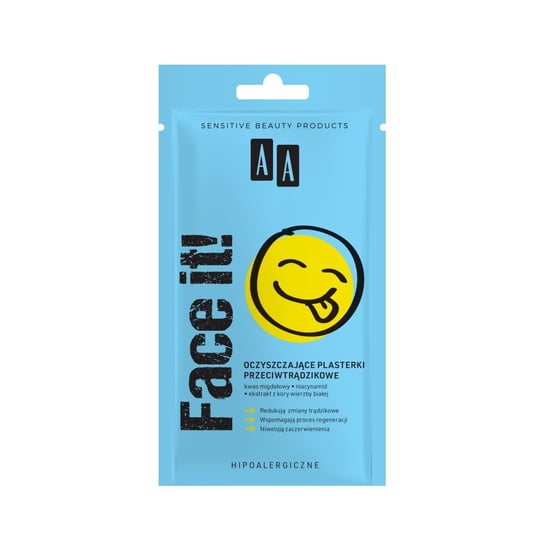 AA, Face It!, Oczyszczające plasterki przeciwtrądzikowe, 24 szt. AA